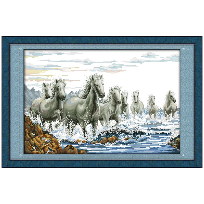 Thousands of Horses Galloping Ahead(2) Counted Cross Stitch 11 14CT animals Cross-stitch Kits Embroidery Needlework | Дом и сад