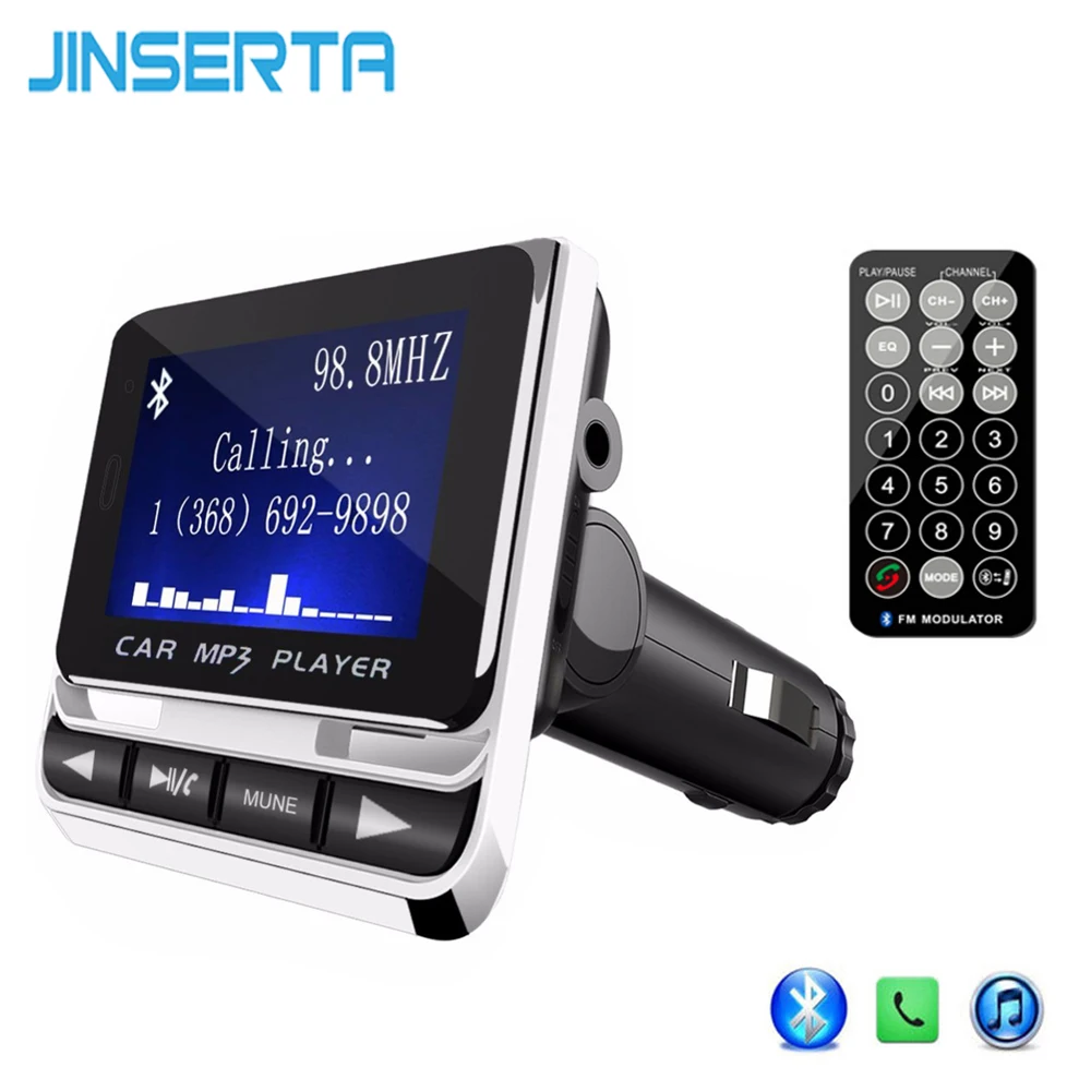 FM трансмиттер JINSERTA автомобильный беспроводной с поддержкой Bluetooth и mp3 плеером|fm