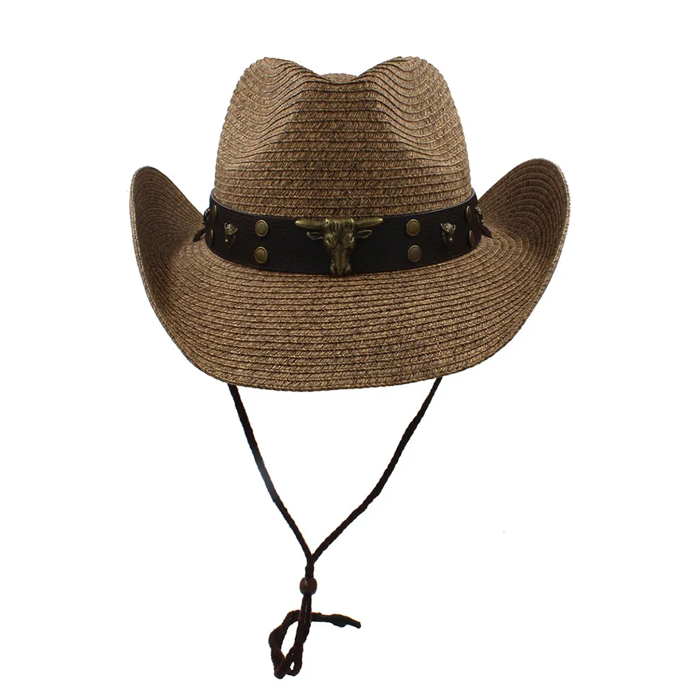 Мужская Ковбойская шляпа Sombrero кожаная в стиле панк размер 56 58 см A0106 XSJ 2019|Мужские
