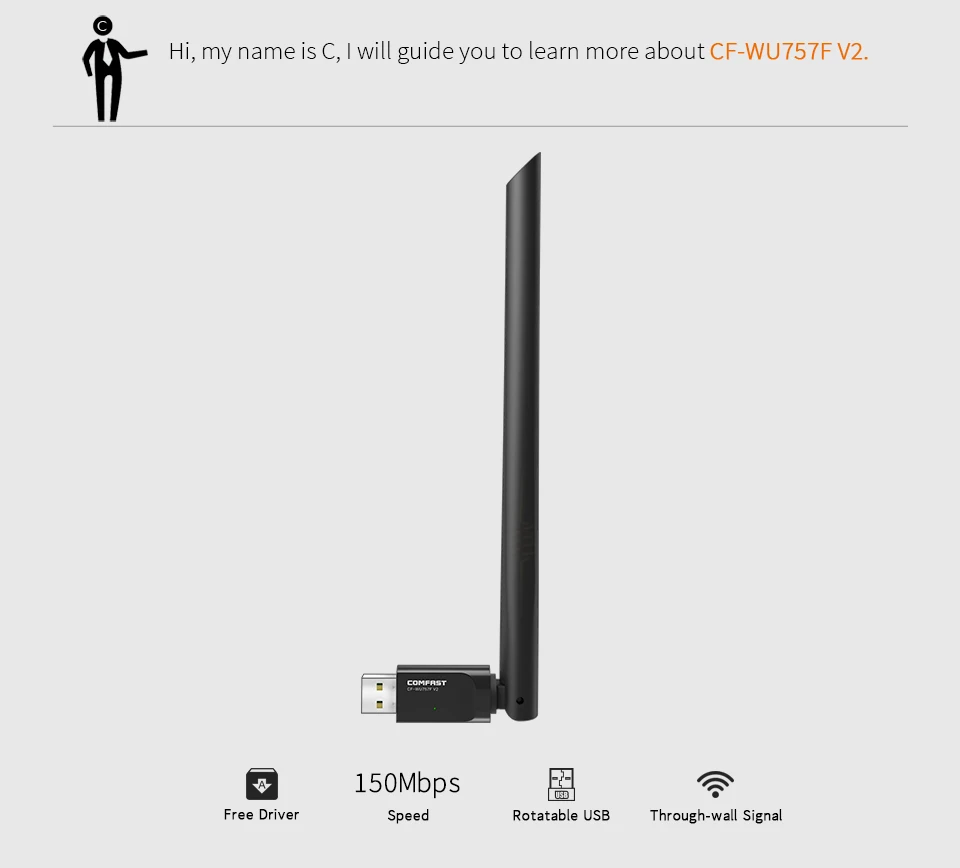 Usb Wi-Fi сетевая карта 150 Мбит/с антенной 6 дБи | Компьютеры и офис