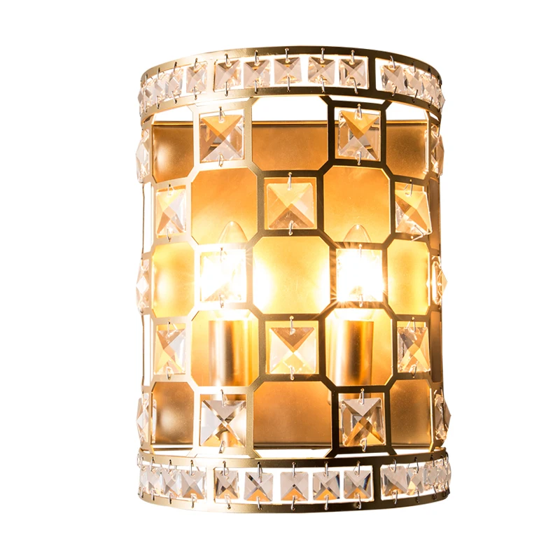 Американский Wandlamp золотого цвета с украшением в виде кристаллов Настенные светильники для Гостиная Ресторан бра для спальни Крытый светодиодные лампы фонари дом с украшением в виде кристаллов освещение