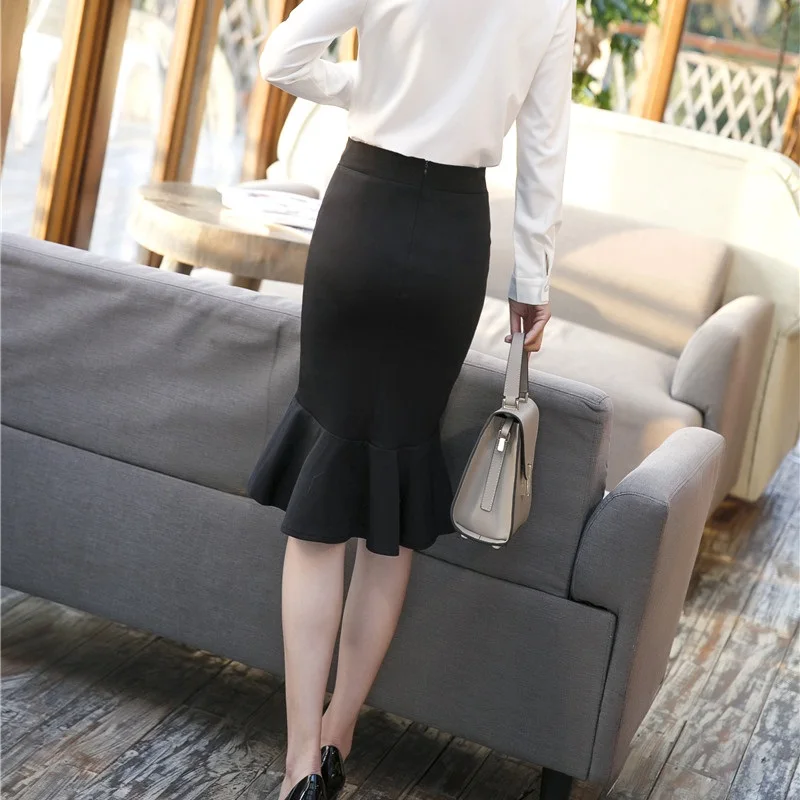 Модные элегантные черные повседневные облегающие бедра юбки для деловых женщин