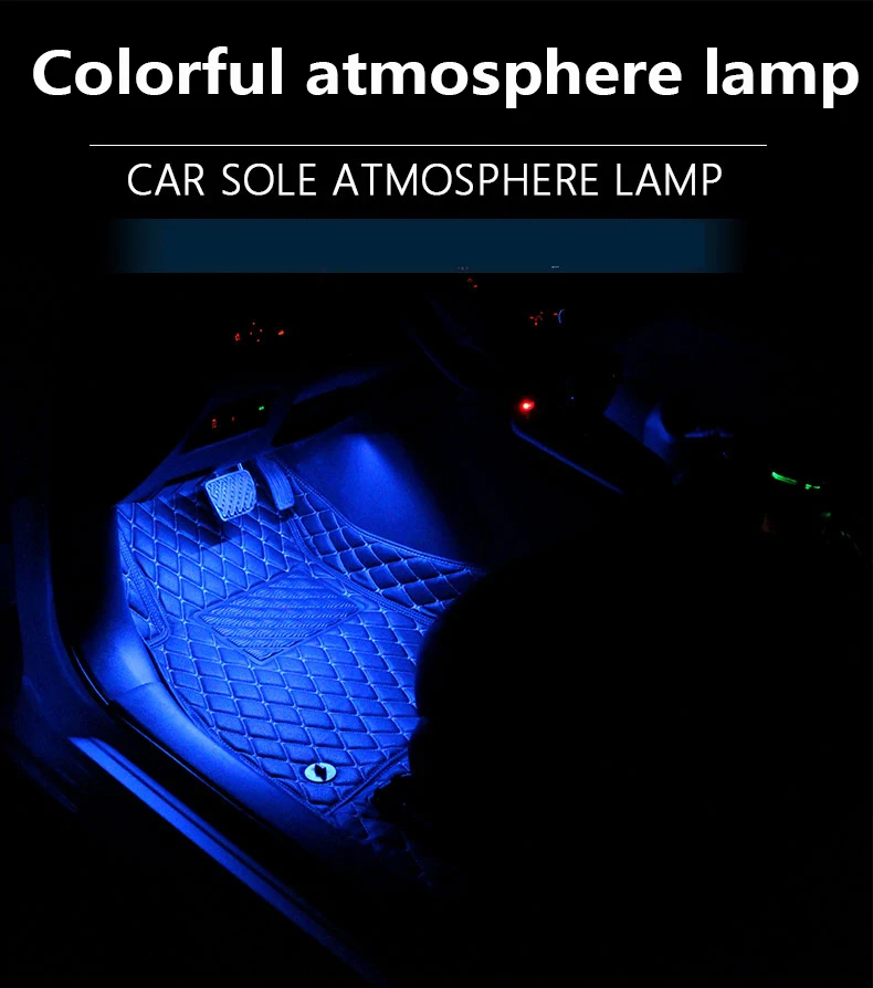 4pcs Car RGB LED Strip Light LED Strip Lights Colors Car Styling Decorative Atmosphere Lamps Car Interior Light With 12V