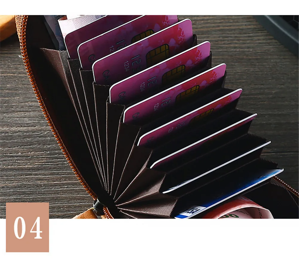 BISI GORO Card Holder Business Card Case with RFID Blocking Vintage Unisex High Quality Genuine Leather Credit Card Wallets