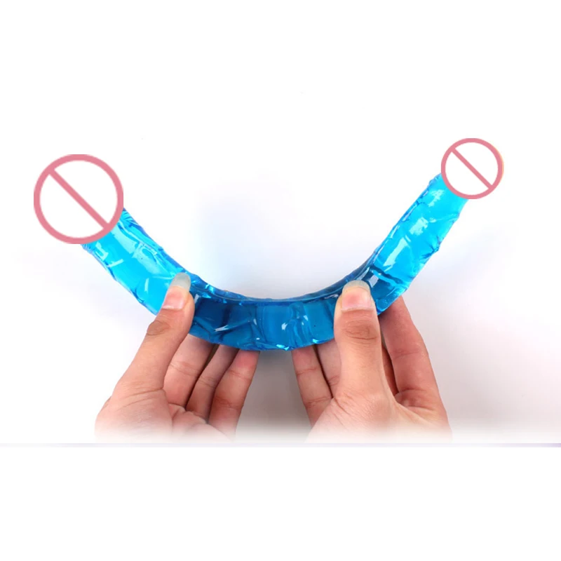 Фаллоимитатор U-образного типа с двойной головкой и ремешком хрустальный