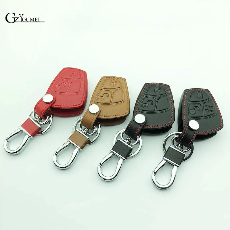 

Car Leather Car Key Case Cover For Mercedes For Benz W203 W210 W211 Amg W204 C E S CLS CLK CLA SLK Classe Smart Car Keychain