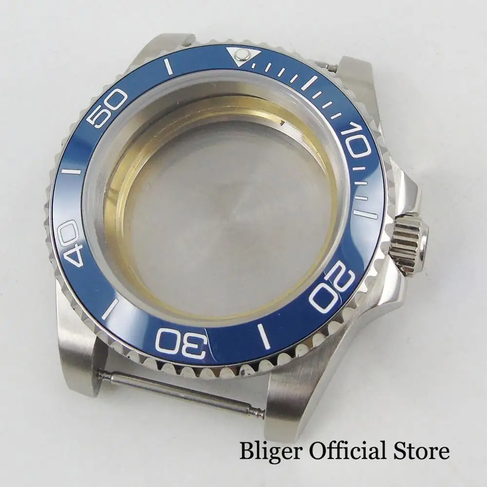 

40 мм, ремешок для часов, подходит для ETA2836 MIYOTA 8215, автоматическое движение, синяя вращающаяся рамка, сапфировое стекло