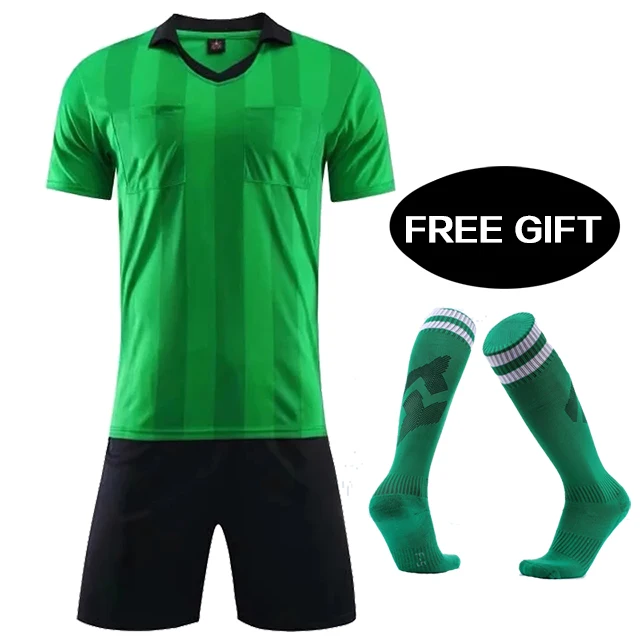 Мужские футбольные костюмы а+++ рефери футбольные майки maillot de foot тренировочная футбольная рубашка рефери Униформа судьи футбольный набор - Цвет: green