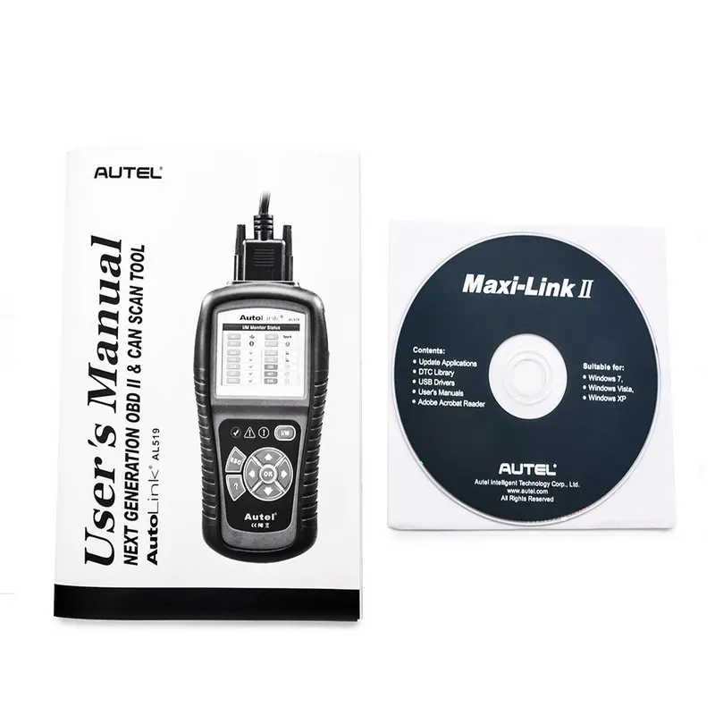 Автомобильный Autel AutoLink AL519 AL 519 OBD2 EOBD считыватель кодов автомобиля Escaner