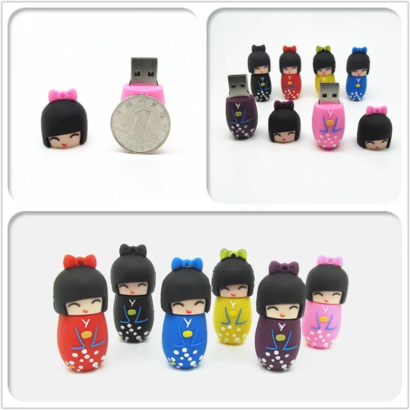 100% реальная емкость милая Японская девочка гейша usb флеш-накопитель милый 2 0 4 ГБ 8