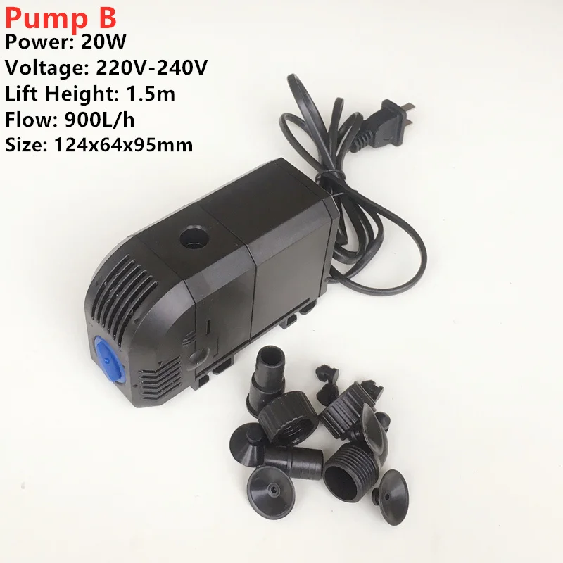 Pump B Новая головка распылителя набор 8 Вт 20 Вт Многофункциональный погружной водяной насос с латунными фонтанные насадки - Цвет: Pump B