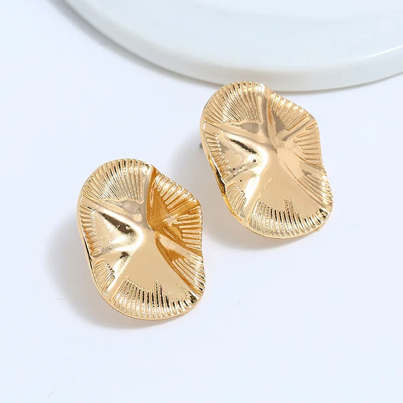 Gold color Metal Geometric Statement Earrings For Women Charm Trendy Glossy Drop Dangle for Jewelry | Украшения и аксессуары