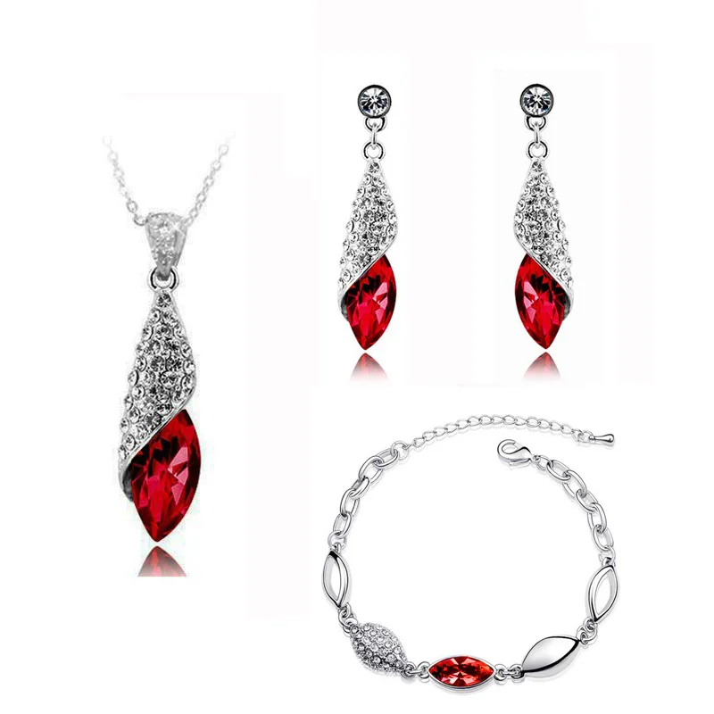 AAAA + стразы Хрустальный цветок бутон ожерелье серьги браслет Модный Ювелирный