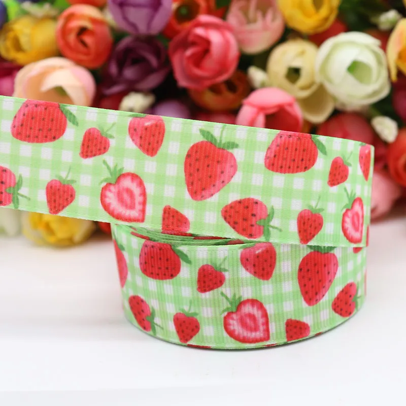 5 10 ярдов Grosgrain лента клубника торт печатная лента " 25 мм пробки для бутылок DIY ремесла аксессуары ручной работы M19070902 - Цвет: 5