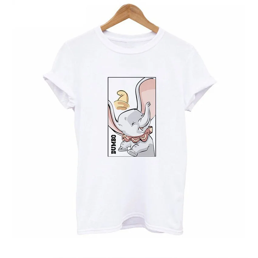 BTFCL Dumbo, женская футболка, Забавный слон, Camiseta Dumbo, футболка с принтом, женская, американская, популярная, футболка, милая, 90 s, футболка с животными - Цвет: white38