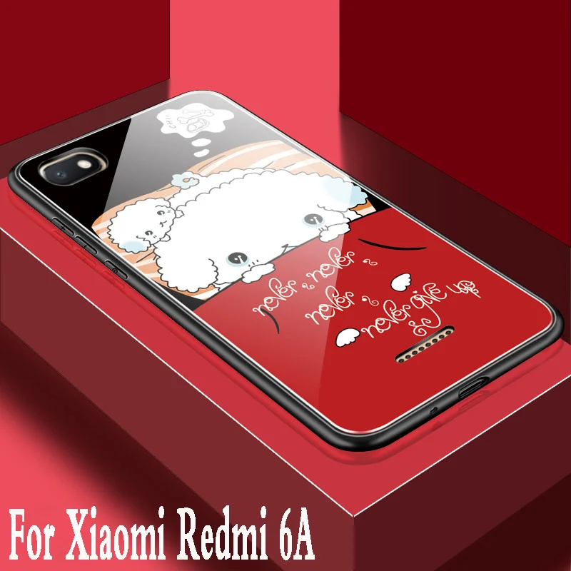 Роскошный чехол для Xiaomi Redmi 6A из закаленного стекла с 3d рисунком мультфильма