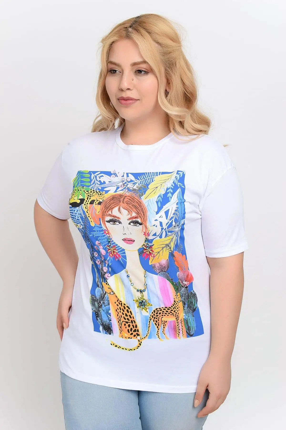 Big Free Women Earring And Pendant Gemstone Printed Long T-Short TB19YB276217 Женская одежда