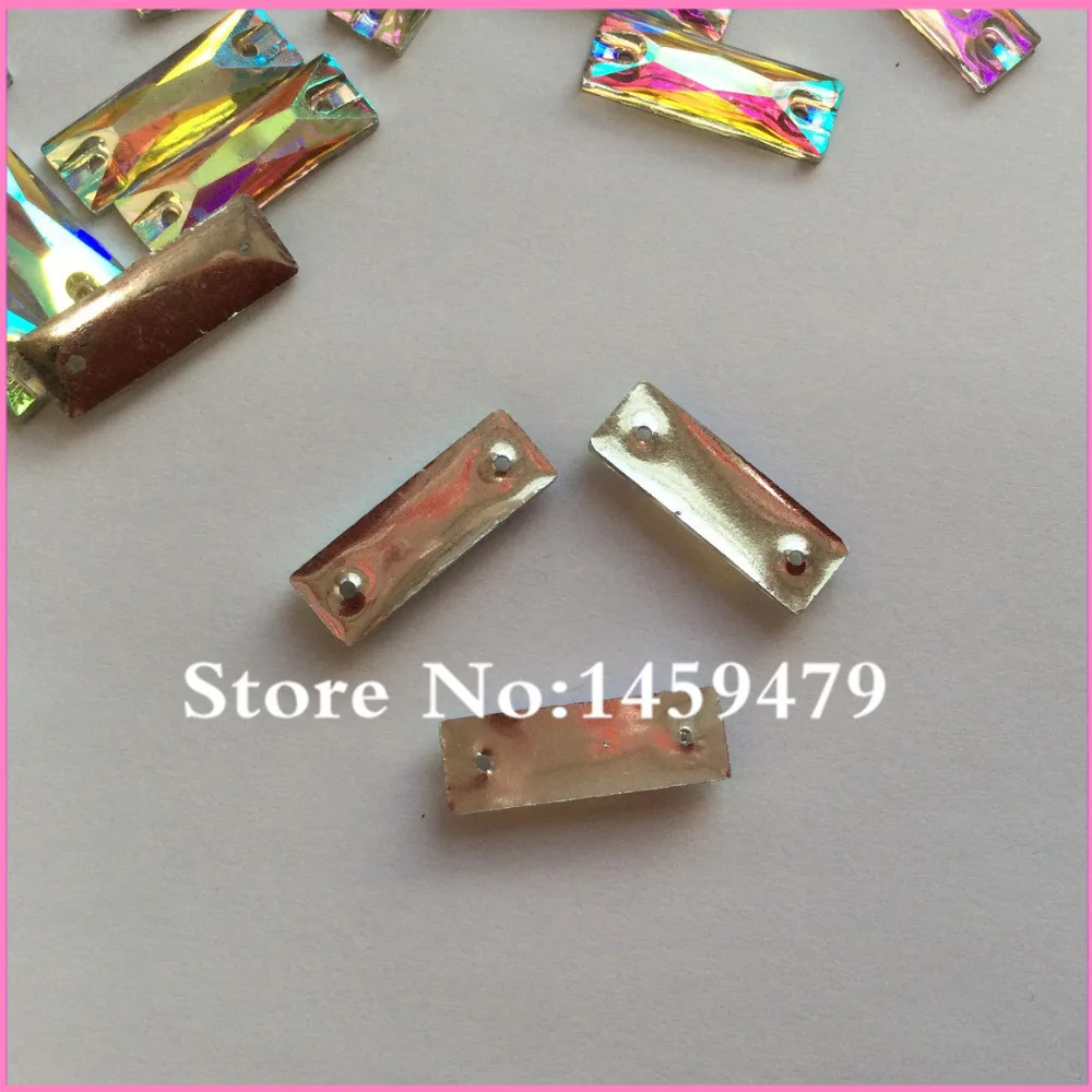 Оптовая продажа 100 шт. 9*25 мм белый цвет AB Блестящий Стразы прямоугольный кристалл