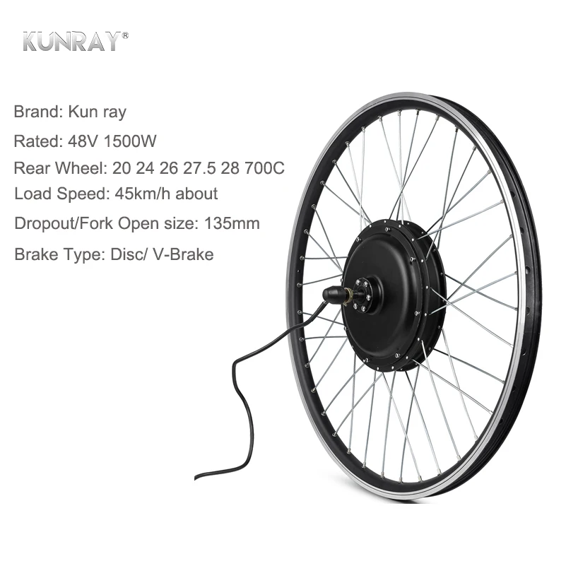 Kaufen Kunray 45 Km/h Elektrische Bike Conversion Kit 48 V 1500 W 35A Bürstenlosen Motor Rad 20