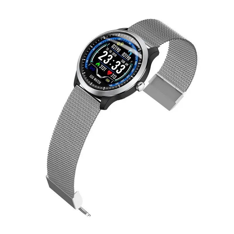 Bakeey N58 ЭКГ Smartwatch для мужчин дисплей монитор сердечного ритма во время сна 3D UI фитнес-трекер стальной кожаный браслет Смарт-часы