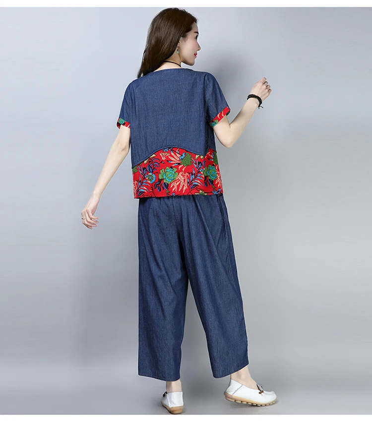 2019 новый модный костюм летний топ с короткими рукавами в национальном стиле