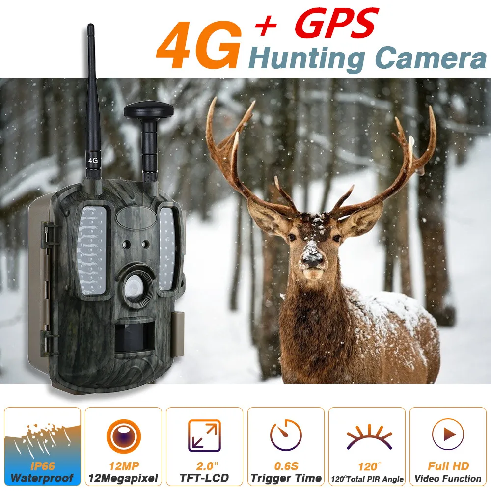 Фотоловушка MMS GPRS SMTP GPS Охотничья камера GSM 12 МП 4G LTE для слежения сеть охотников