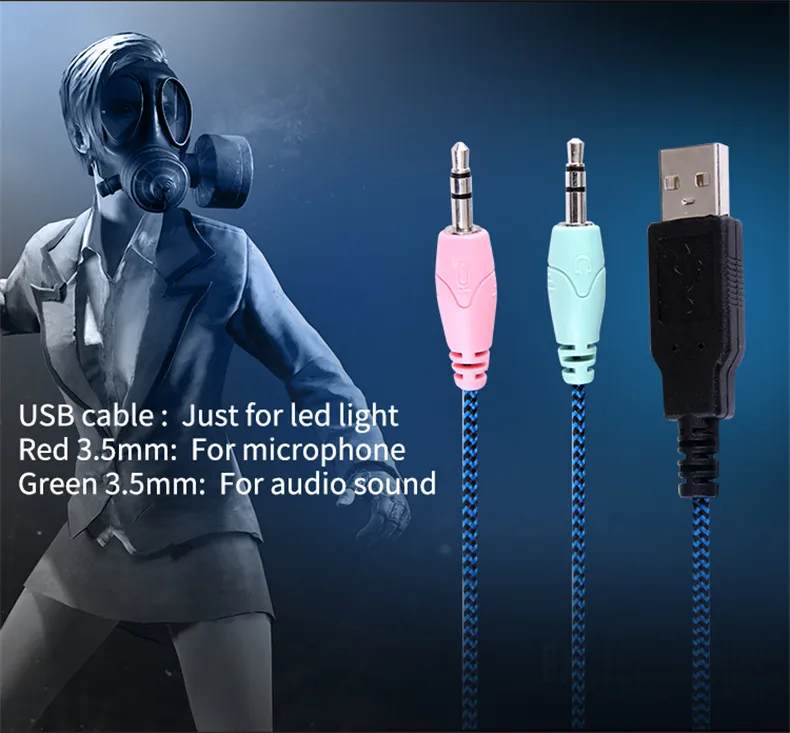 Salar KX901 игровая гарнитура проводная повязка на голову с микрофоном/светодиодный светильник над ухом Стерео глубокий бас для компьютера геймера наушники