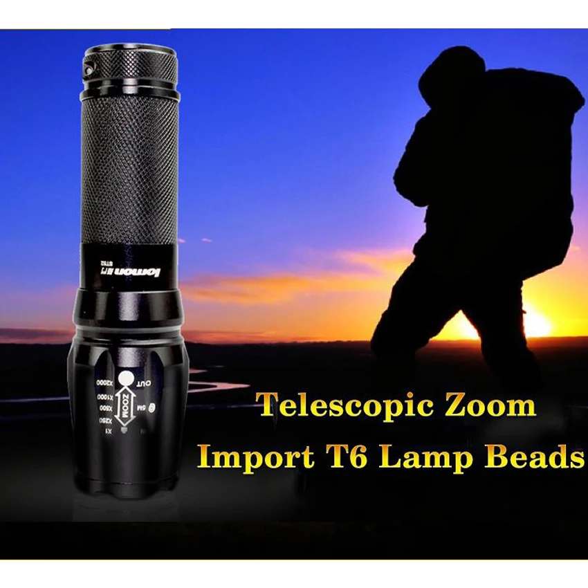 

Zoomable Telescopic LED Flashlight CREE XML T6 26650 Rechargeable Zoom Torch High Power Long Range Torchlight Waterproof Lights