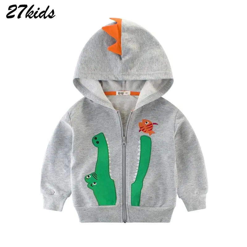 27kids Autumn Spring Toddler Baby Kids Boy Girl Hooded Cartoon Hoodie Sweatshirt Tops Clothes Hooded Boy Top Children's hoodies - Цвет: grey