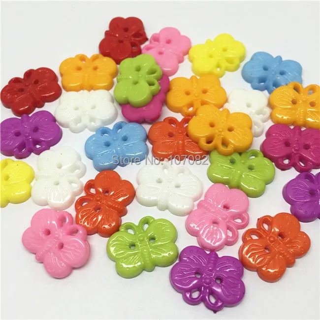

100pcs 18x13mm Butterfly Plastic Buttons Flatback 2 Holes Sewing Button For Scrapbooking Baby Crafts Embellishments