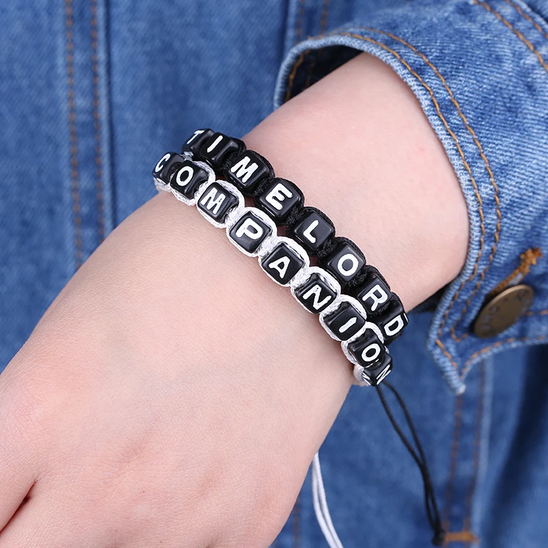 RINHOO 2pcs TIME LORD COMPANION Couples Bracelets Set Letters Bracelet Lovers Handmade Jewelry For Women Men | Украшения и