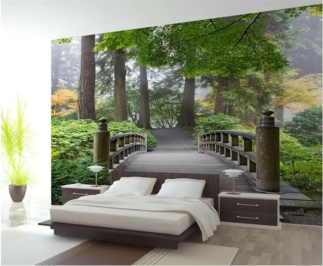 

3d wallpaper custom mural non-woven Bridge forest 3 d landscape paintings background wall painting photo wallpaper for walls 3d