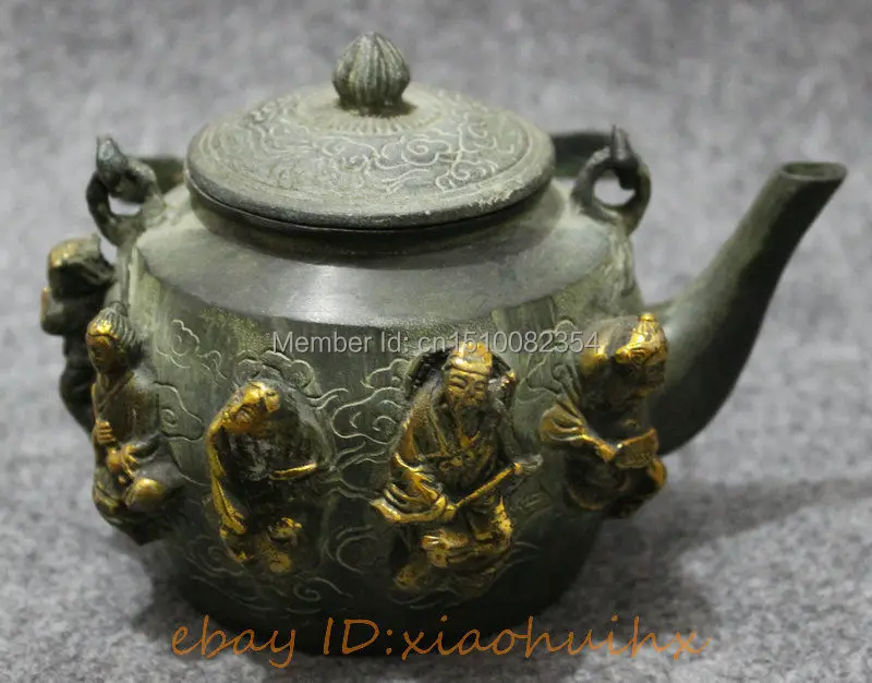 Старинная китайская бронза медная позолота собирает 8 бессмертный Бог