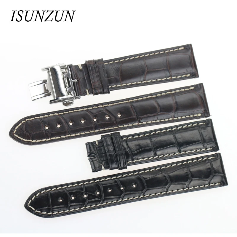 ISUNZUN Men's Watch Band For Longines Military Flag L2.673 Crocodile Men Genuine leather Watch Band original Strapps Watchband