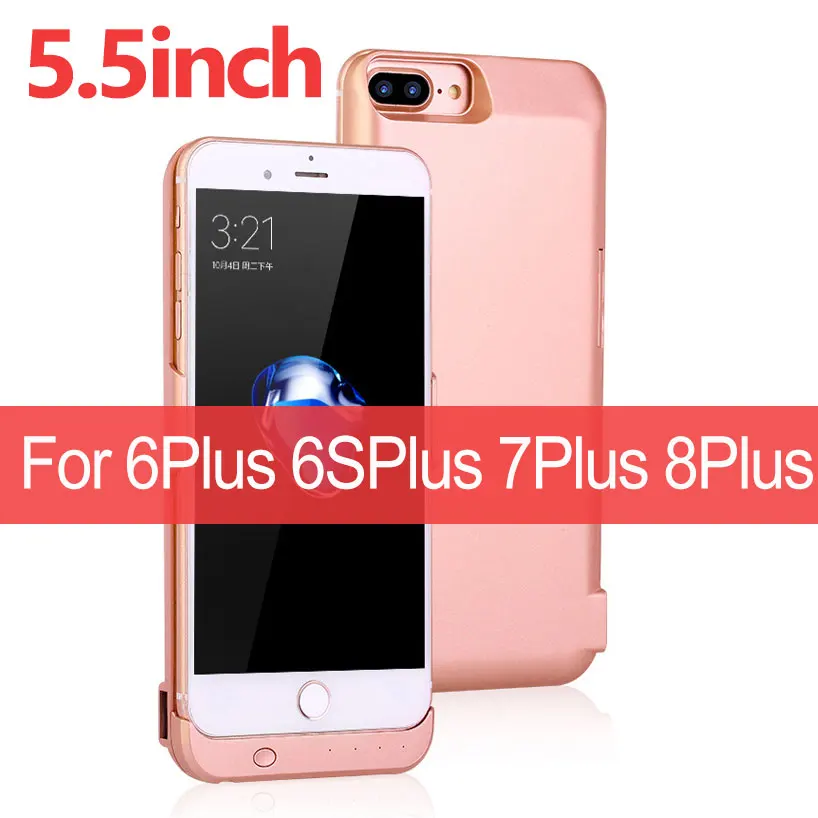 5.5inch Rosy Gold 10000 мАч портативный внешний аккумулятор для iPhone 6 6s 7 8 чехол для телефона для iPhone 6 Plus 6s Plus 7 Plus 8 Plus чехол для зарядки - Цвет: 5.5inch Rosy Gold