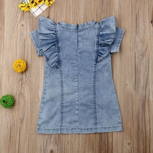 Платье для маленьких девочек детское летнее платье из джинсовой ткани с 3D