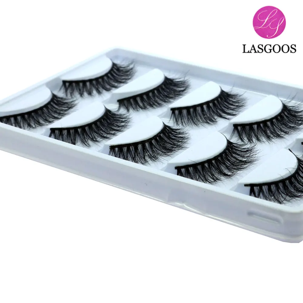 LASGOOS 5 пар/партия ручной работы 3D норковые волосы крест-накрест короткие 12 мм накладные ресницы линии натуральный вид удлинитель ресниц A03