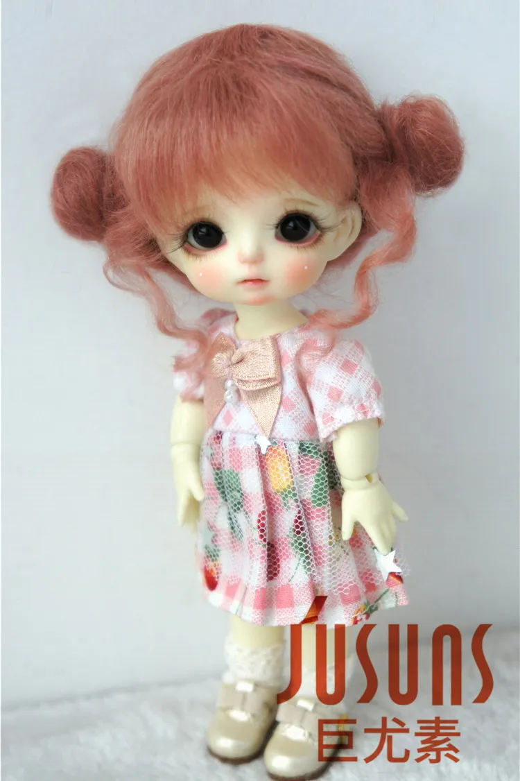 JD406 1/8 5 6 дюймов парик для куклы BJD кукла прекрасный мохер парики ребенка два пони