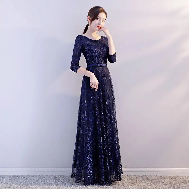 Золотые блестки Cheongsam Мода Тонкий знаменитости блестящие облегающее платье Полная длина сексуальные невесты блестящие вечерние платья макси 3XL - Цвет: Style C