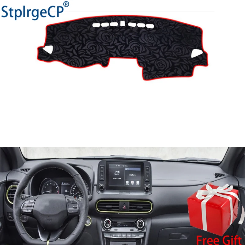 Нескользящий автомобильный коврик для приборной панели с розовым рисунком