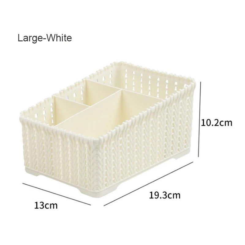 White L MICCK имитация ротанга сумочка для макияжа, косметичка коробка для хранения витрина для макияжа чехол кисточки Губная Помада держатель стол ванная комната организатор - Цвет: White L