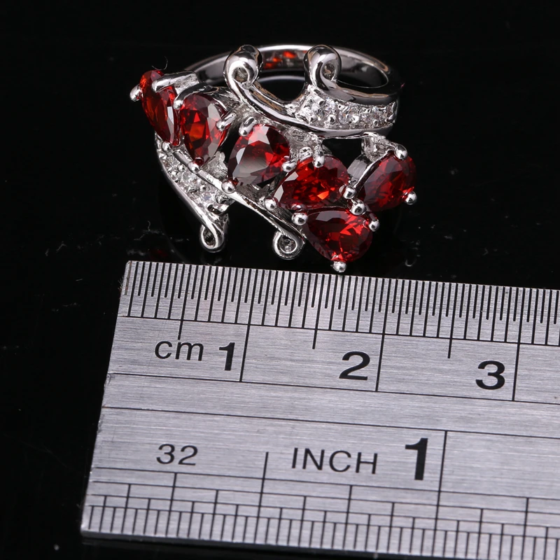 Блестящие Oxblood красный гранат стерлингового серебра 925 Для женщин Модные
