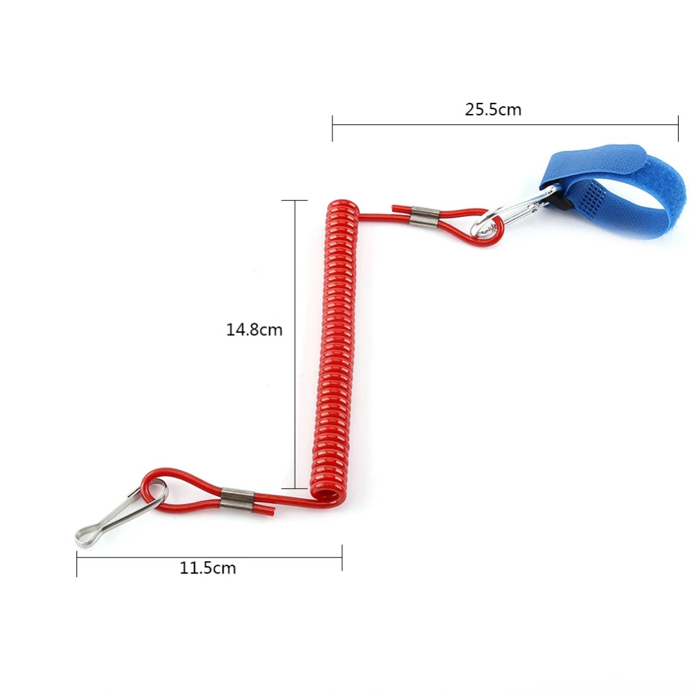 Elastic Easy Use Coiled Lanyard Stretch Rope Surfboard Paddle Leash Fixing Canoe With Key Ring Rowing Boats Raft Safety Kayak | Спорт и