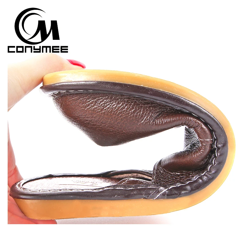 CONYMEE/2018 мужские домашние тапочки туфли на плоской подошве из натуральной кожи