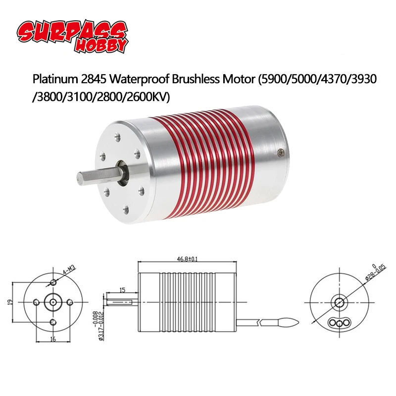 SURPASSHOBBY Platinum Водонепроницаемая серия 2845 4370KV 3930KV 3100KV бесщеточный двигатель для Wltoys 12428 HG P601 1/14 1/12 RC автомобилей