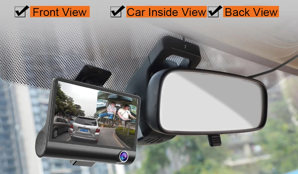 Автомобильный видеорегистратор с 3 объективами s 4,0 дюйма, видеорегистратор с двумя объективами, видеорегистратор заднего вида, Автомобильный регистратор, видеорегистратор, видеорегистратор