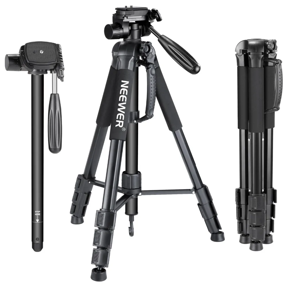 

Neewer Camera Tripod Monopod Portable 69.7 inches/177 cm Aluminum Alloy with 3-Way Swivel Pan Head Carrying Bag for Sony/Canon