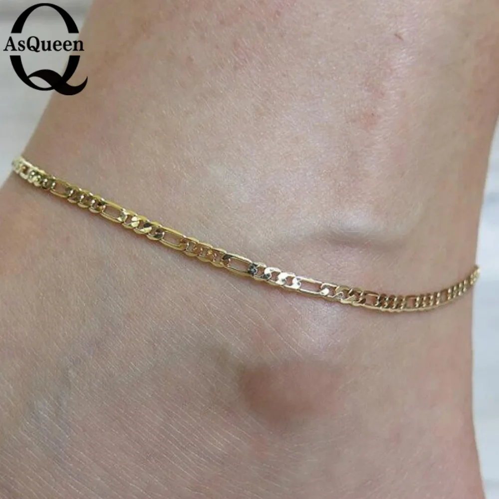 Ножной браслет регулируемый золотистый с елочкой | Украшения и аксессуары