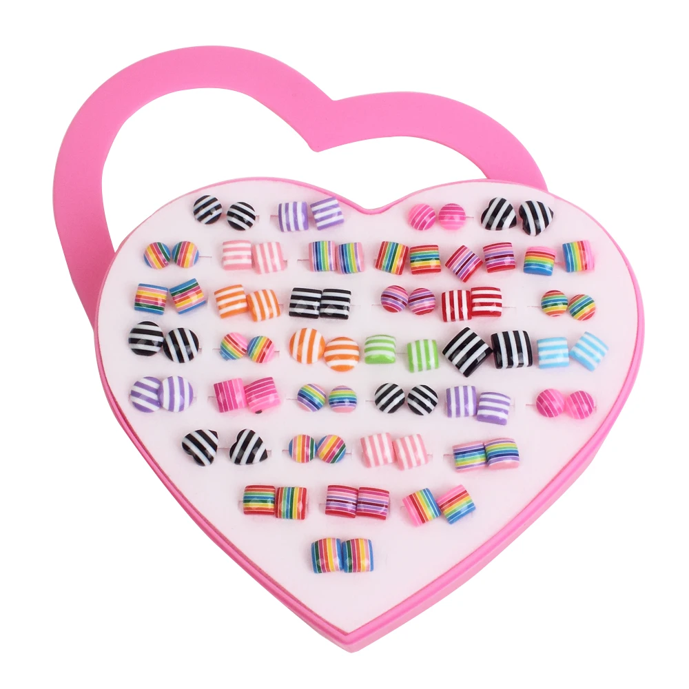 36 пар/компл. микс Стиль Мини ручной работы сердце серьги-гвоздики Набор Милые