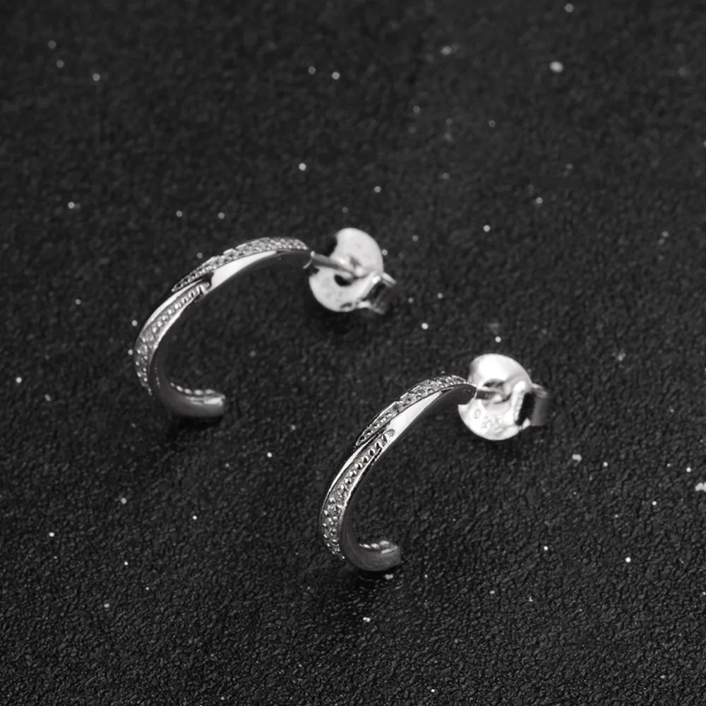 

EUDORA Real Genuine 925 Sterling Silver Cubic Zirconia Hook Stud Earrings for Women girl Fine Jewelry Birthday Gift Bijoux E61
